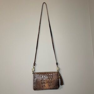 BRAHMIN Amelia Pecan Brown Leather Crossbody Wallet Bag